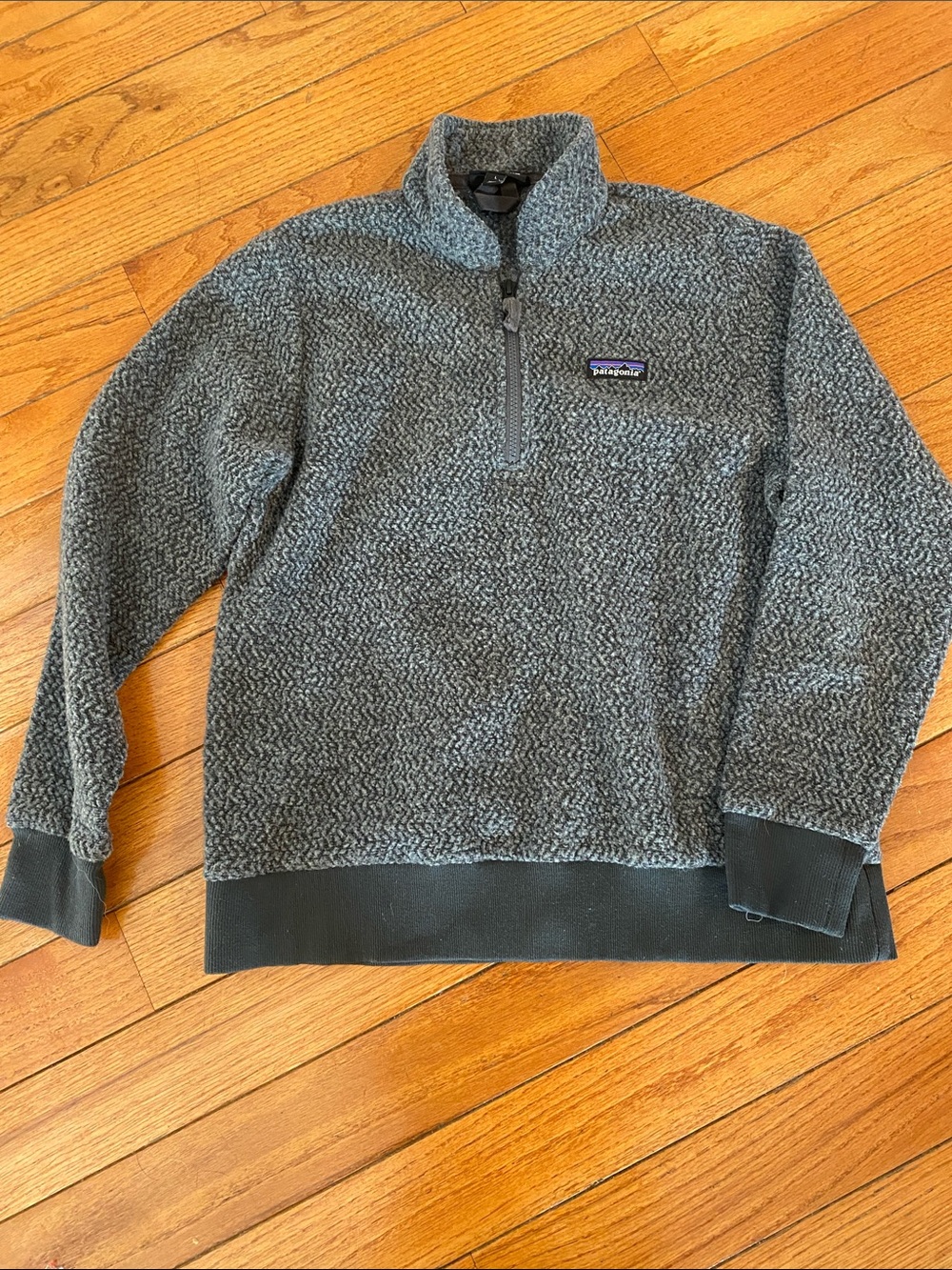 Patagonia woolyester Textured Half-Zip Fleece Pullover Womens size large grey